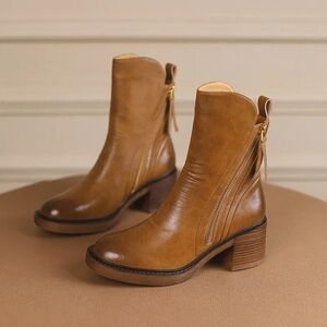 🤎👢 NEW!!! Elegant Leather Ankle Boots by Edward Fraiser